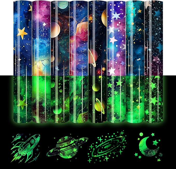 HTVSTD Dark Space HTV Heat Transfer Vinyl 8Sheets 12×10in Iron on Vinyl | Glow by CraftingEveryday