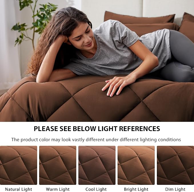 Love's cabin Queen Comforter Set Brown, 7 Pieces Queen Bed in a Bag, All Season - Image 5