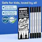 ARTISTRO 5 Black Acrylic Paint Markers - Image 6