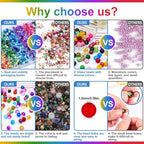 XSEINO About 1200PCS 6mm Glass Beads Bracelet Making Set, 144 Color Colorful - Image 5