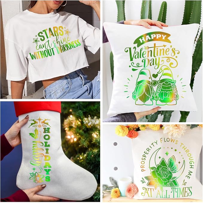 VINYL FROG Green Holographic Heat Transfer Vinyl 12" x5ft Green Metallic HTV - Image 3