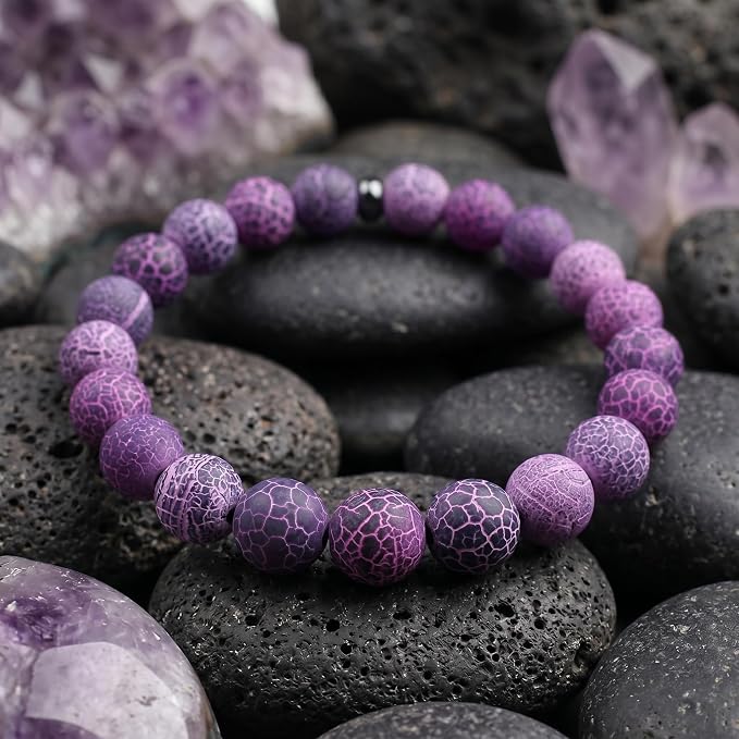 60pcs Natural Matte Purple Oxidized Gemstone Beads，6mm Frosted Round Loose - Image 4