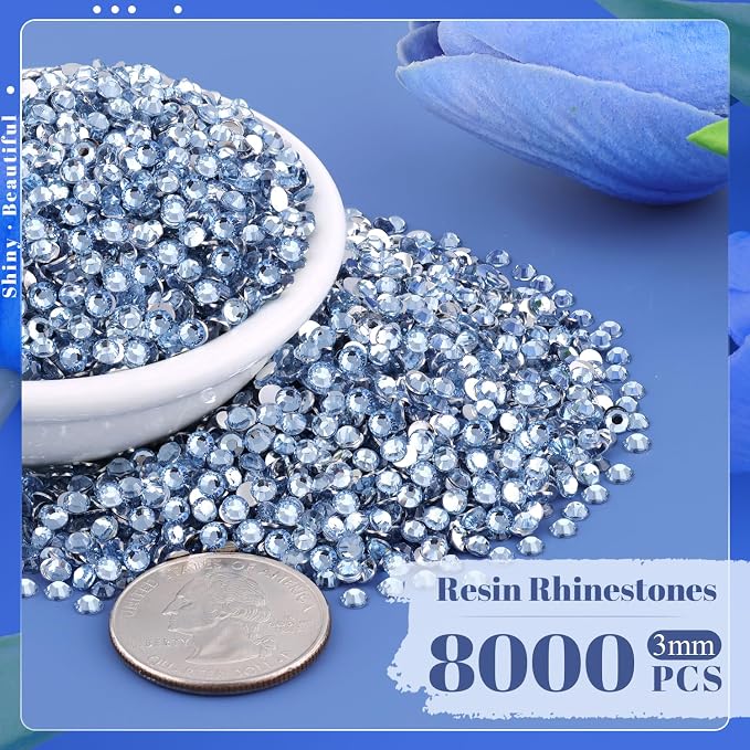 8000PCS 3mm Resin Rhinestones in Bulk, Bedazzling Flatback Crystals Rhinestones - Image 2