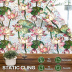 Stained Glass Window Film, Lotus Floral Privacy Film - Image 4