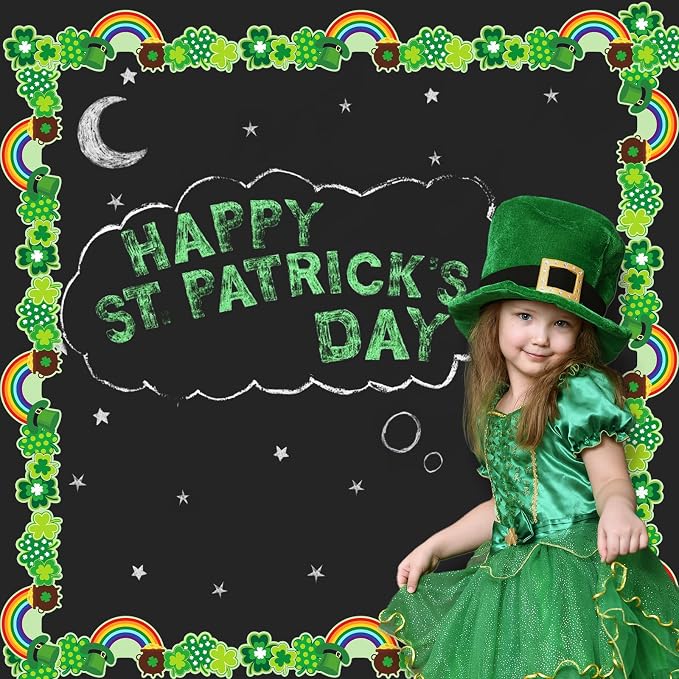 FYSUIMU 65.6 Ft St. Patrick's Day Bulletin Board Borders Green Shamrock Clover - Image 6