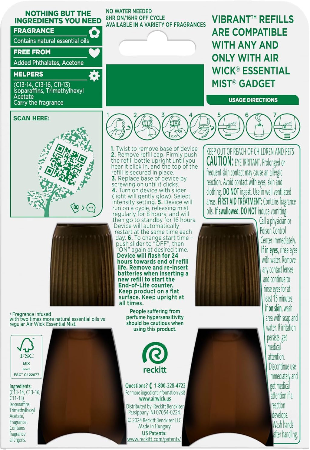 AIR WICK Essential Mist Twin Refill – White Sage & Mahogany (2x.67) oz.