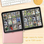 12 Pocket Ringless Side Loading Trading Card Binder, 720 Cards PU Fixed Page - Image 6