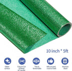 VINYL FROG Green Glitter Heat Transfer Vinyl Roll 12" x5ft Green Iron on Vinyl - Image 2