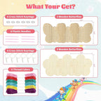 VKPI Wooden Cross Stitch Kits for Kids, Make Your Own 6 Cross Stitching Keyrings - Image 2