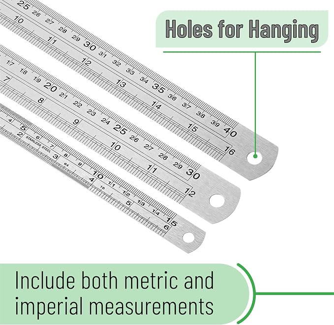 Mr. Pen- Metal Straight Edge Ruler, Imperial & Metric Measurements - Image 3