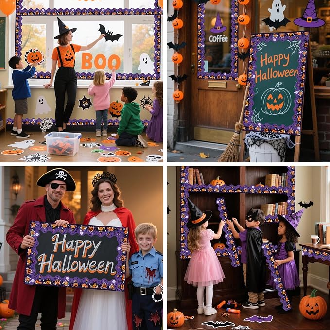 69Ft Halloween Bulletin Board Border Bat Ghost Pumpkin Cat Cobweb Funny - Image 6