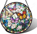 DASTOLL Stained Glass Window Hanging, Colorful Butterfly Suncatcher by DASTOLL