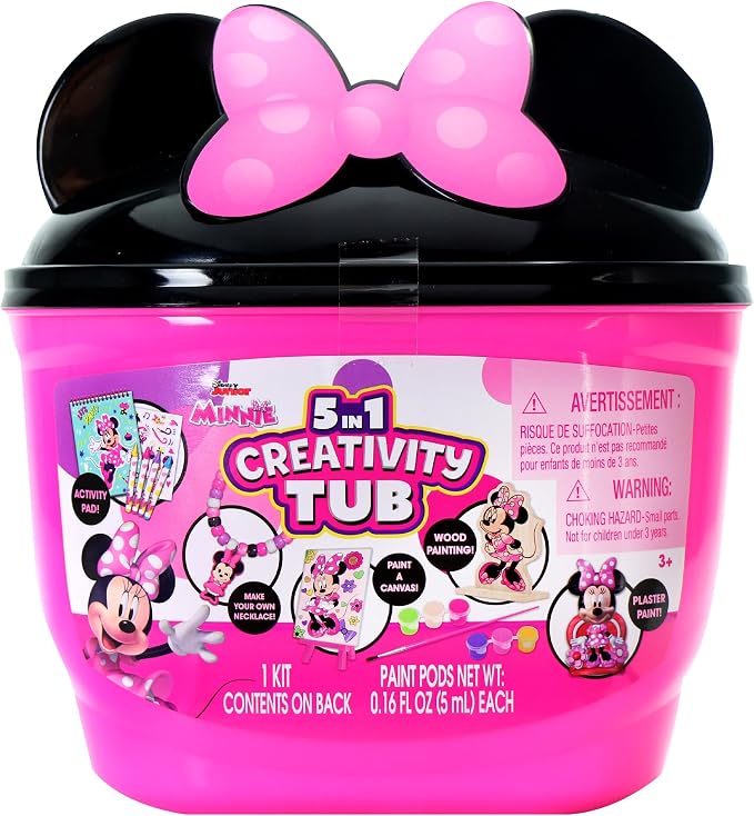 Disney Junior Minnie Mouse 5 in 1 Creativity Tub, 50-Piece Paint and Color - Image 2