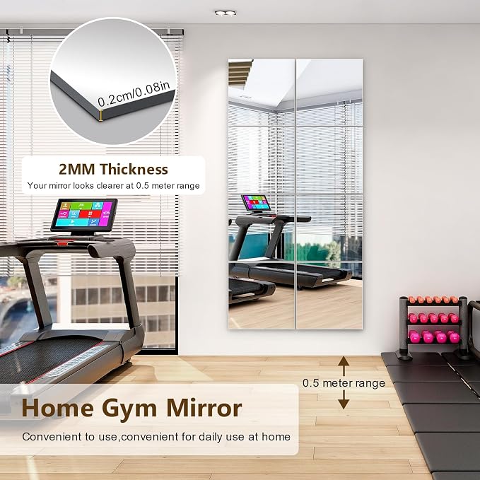 Full Length Mirror Tiles, 12x12 Inch Unbreakable Acrylic Squares - Image 5