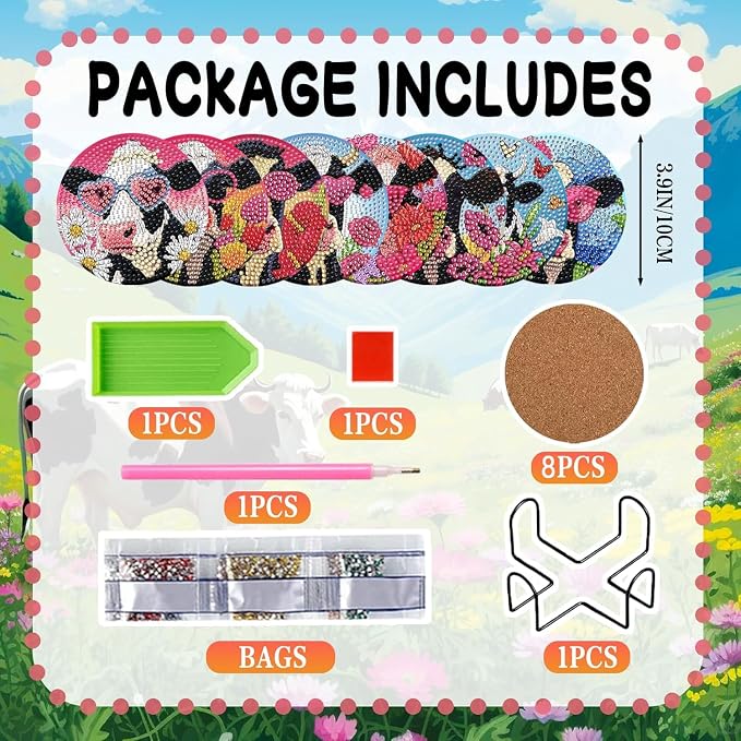 DOZEEZOP 8-Pack Diamond Art Coaster Kit - Image 2
