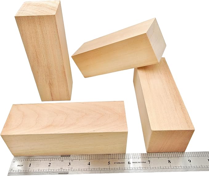 4Pcs Unfinished Basswood Blocks-2x2x6 Inch Rectangular Linden Wood Blocks - Image 3