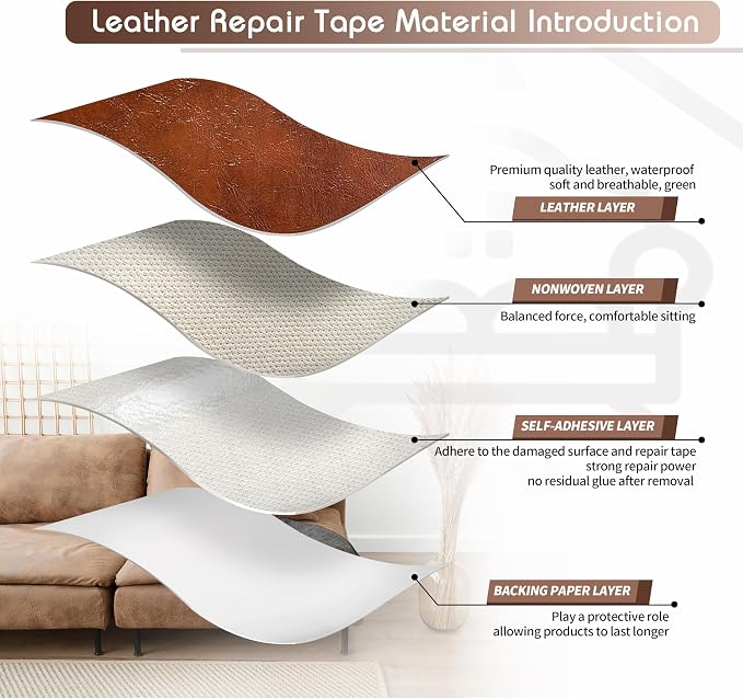 KING MOUNTAIN Leather Repair Patch, 2 Packs 9 x 11 Inches self Adhesive Leather - Image 3