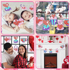 Qyeahkj 6 Pcs Valentine's Day Arts Crafts DIY Heart Bear Gem Diamond Suncatcher - Image 6