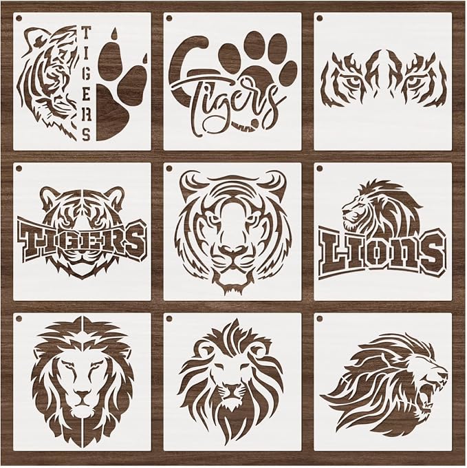 yhslmh Lion Tiger Stencils for Painting on Wood Reusable Animal Spray Paint by Yhslmh