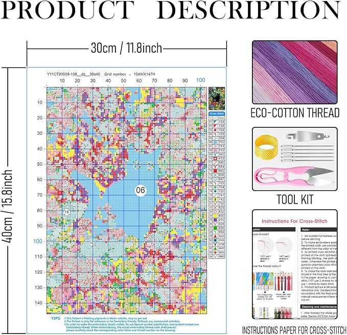 RLTXBUK Vintage Floral Black Cat Cross Stitch Kits, Cat Mom Lovers Gifts - Image 2