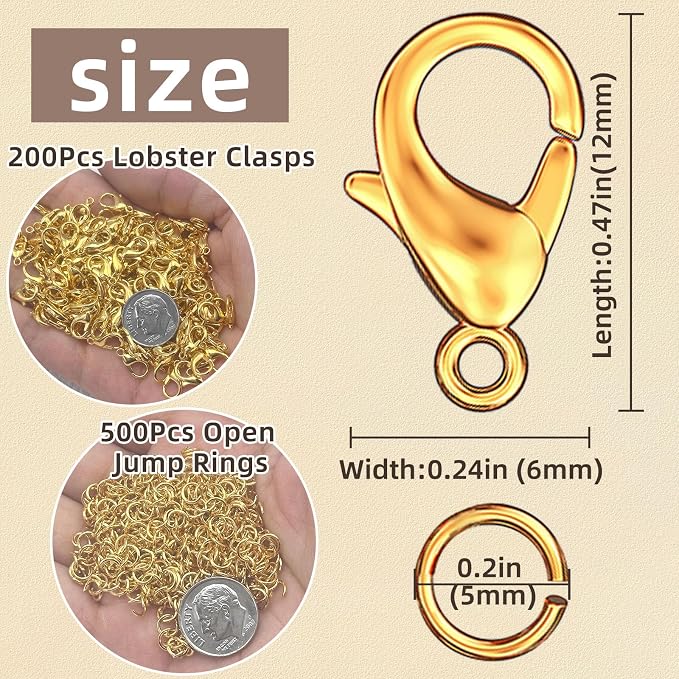 700Pcs Lobster Claw Clasps and Open Jump Rings Set, Lobster Clasps - Image 2