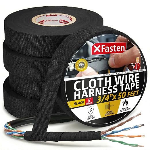 XFasten Wire Harness Tape, 3/4-Inch x 50-Foot, High Temp Wiring Loom Harness by XFasten