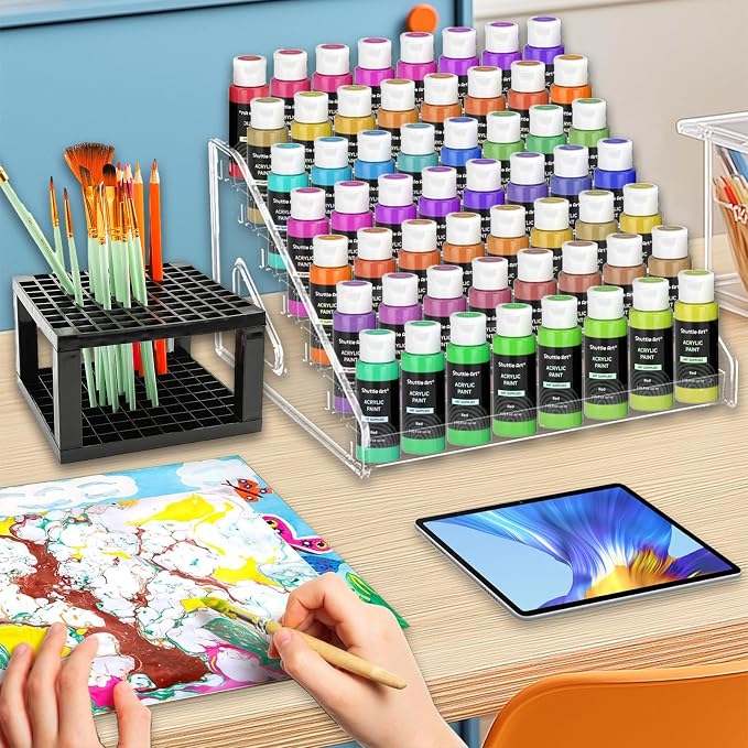 2 Pack 7-Layer Clear Acrylic Paint Holder Storage & Brush Holder Organizer | - Image 8