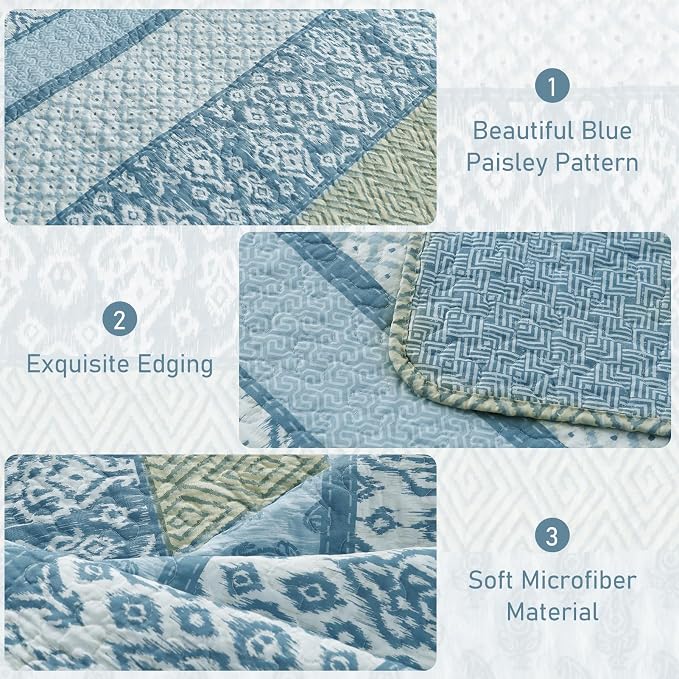 GOONE King Quilt Set 104"x90", Lightweight Washed Coverlet, Reversible Spring & - Image 5