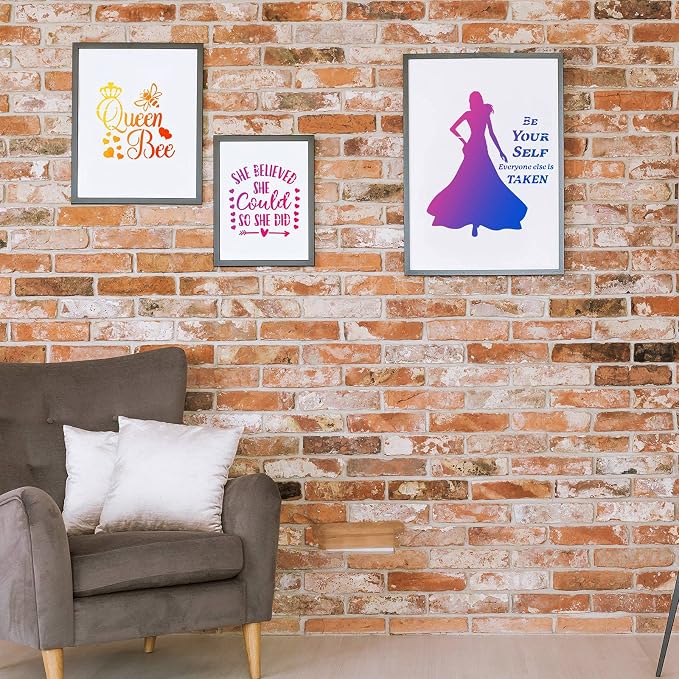 Zonon 16 Pieces Women Theme Stencils Canvas Painting Stencils Floral Female - Image 4