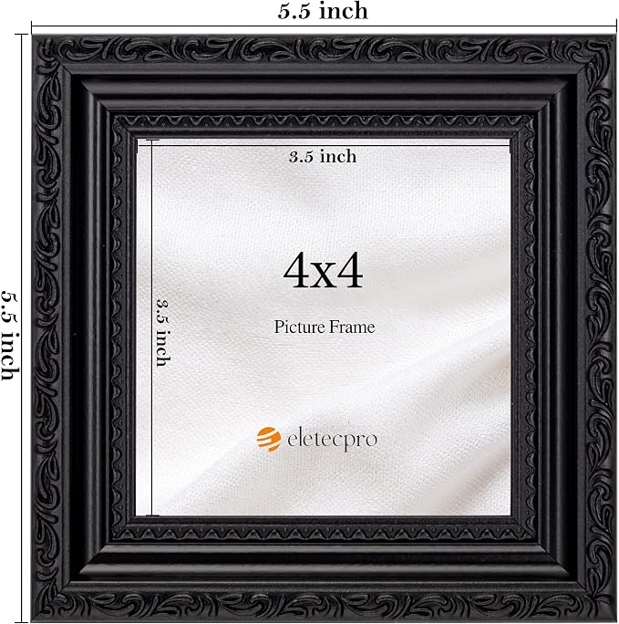 eletecpro 4x4 Vintage Picture Frame, Glass Cover, Tabletop Decor - Image 3