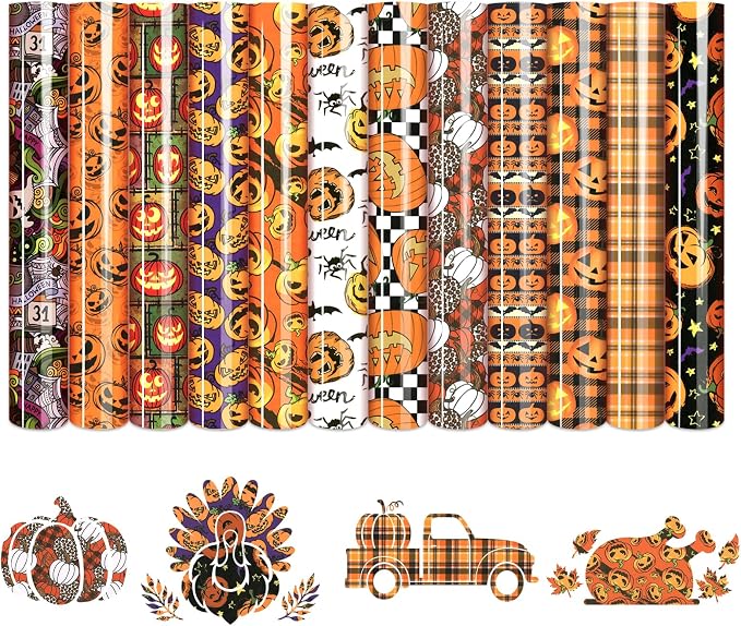 HTVSTD Pumpkin Halloween HTV Heat Transfer Vinyl 12pcs 12×10in | Halloween by CraftingEveryday