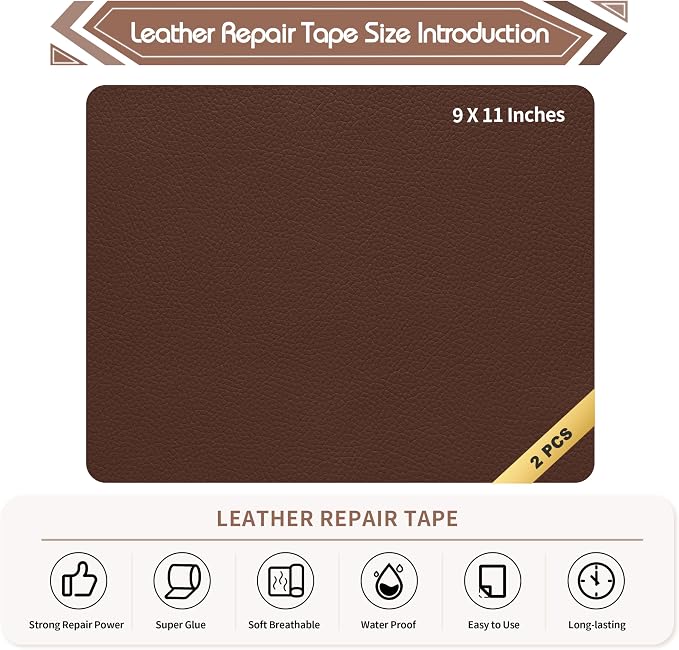 KING MOUNTAIN Leather Repair Patch, 2 Packs 9 x 11 Inches self Adhesive Leather - Image 4