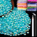 1500pcs 6mm Resin Rhinestones Bulk, Transparent Lake Blue AB Flatback Round by BELLEBOOST