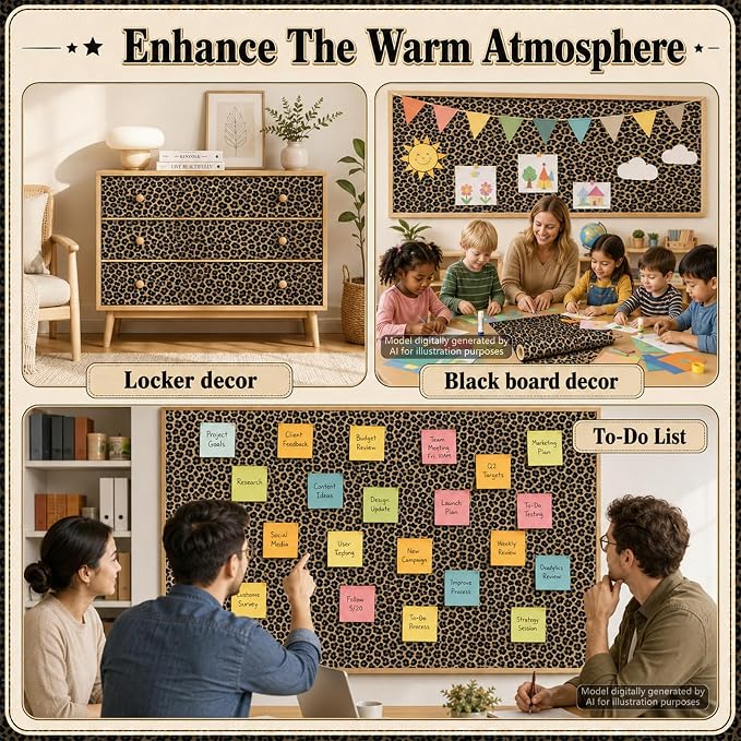 Leopard Print Bulletin Board Roll Non-Woven Fabric Poster 16in X 12ft | Back to - Image 5