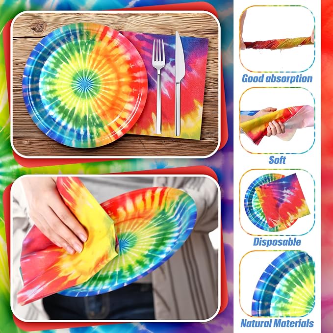 Zhehao 120 Pcs Disposable Paper Plates and Napkins Bulk Birthday Party - Image 2