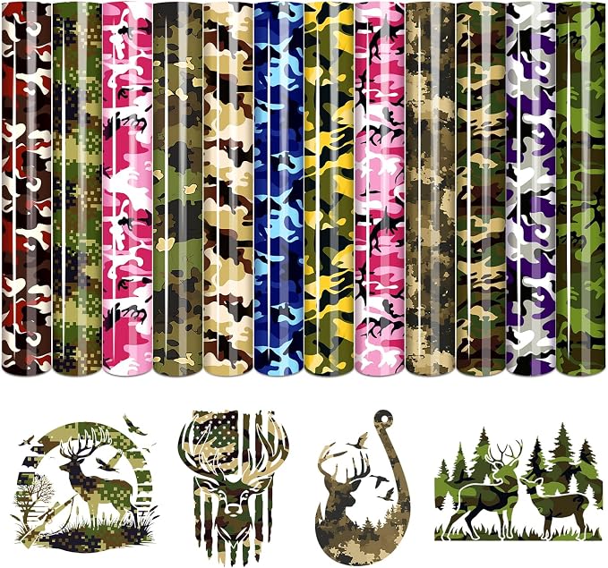 Tintnut Multi-Color Camo Heat Transfer Vinyl, easy cut & weed, stretch washable by Tintnut