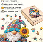 Garden Gnome Puzzles Elf Sunflower Basket Stained Glass Colorful Puzzle Adults - Image 2