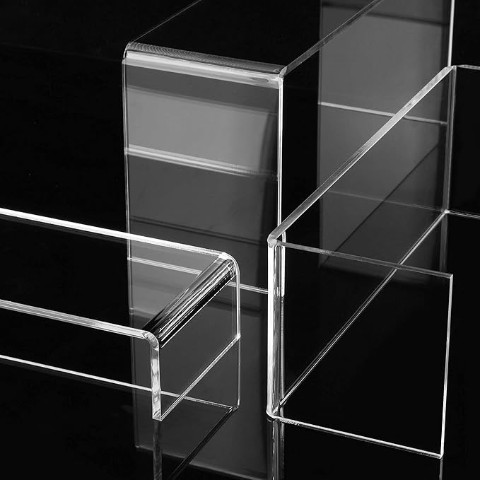 ANDGOO Large Acrylic Display Risers, 2 Sets Clear Rectangular Showcase - Image 6