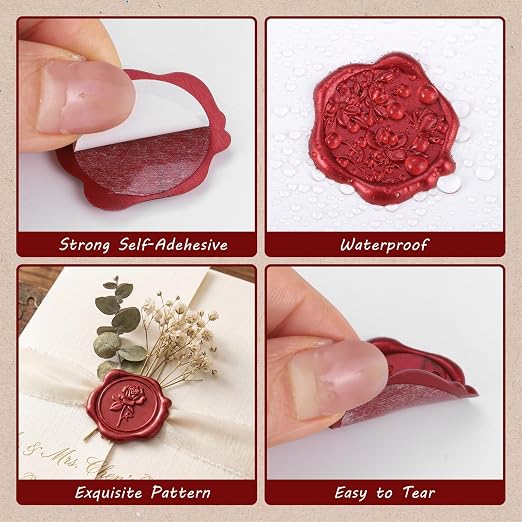 WSICSE 60Pcs Wax Seal Stickers, Wedding Invitation Envelope Seal Stickers - Image 3