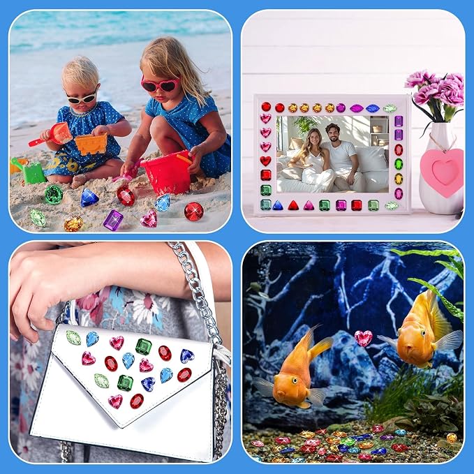 MARFOREVER 150 Pcs Toy Gems Pirate Treasure Jewels Colorful Acrylic Rhinestones - Image 6