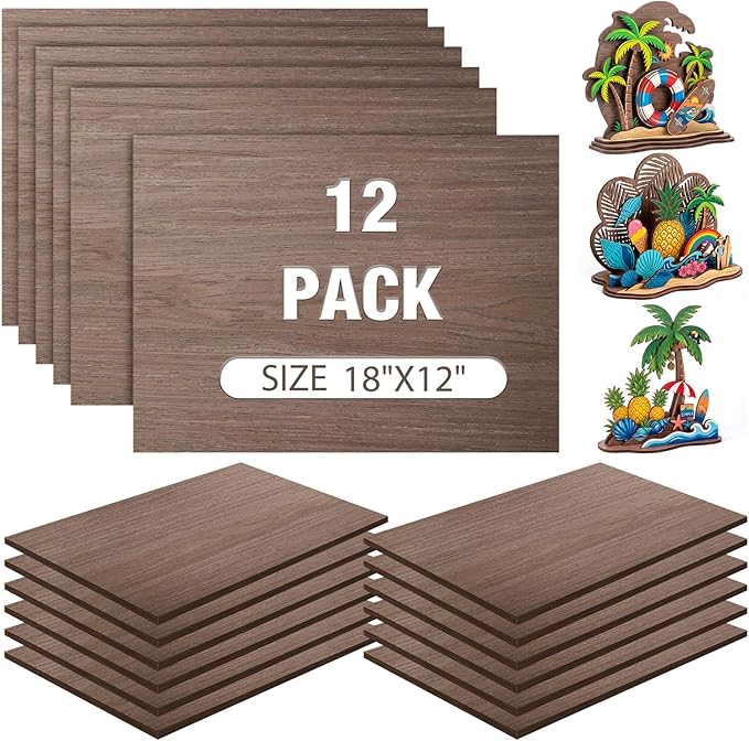 12 Pcs Walnut Color Wood Sheets Plywood Board by Unknown