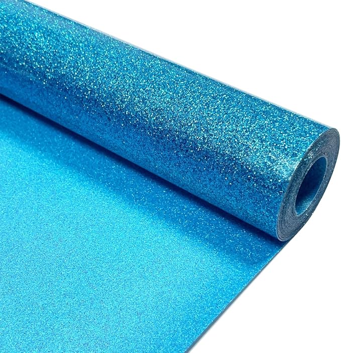 Sky Blue Glitter Heat Transfer Vinyl 12" x 8 ft HTV by MerryMade
