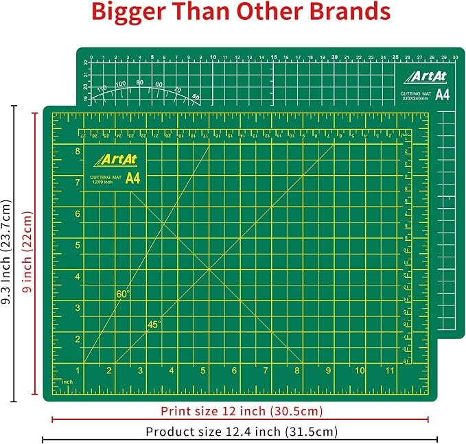 ArtAt Self Healing Cutting Mat: 9"x12" Non-Slip PVC Double Sided 5-Ply A4 Art - Image 4