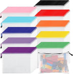 EOOUT 100pcs Mesh Zipper Pouch, A4 Size, 10 Colors Zipper Bags by EOOUT