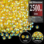2500pcs 5mm Resin Rhinestones Bulk, Transparent Lemon Yellow AB Flatback Round - Image 2