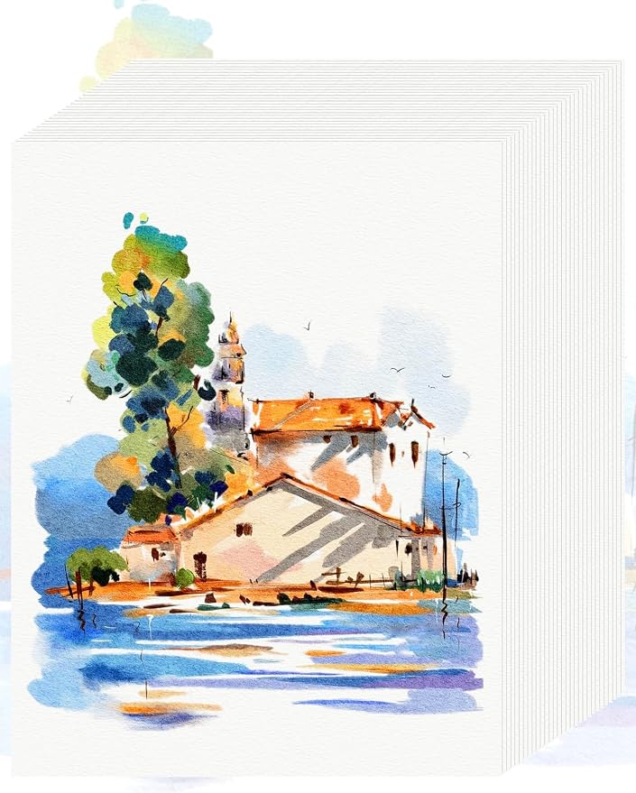 30 Sheets Watercolor Paper 8.5 x 11, Cold Press Watercolor Paper Bulk, 110 by WatercolorPaper