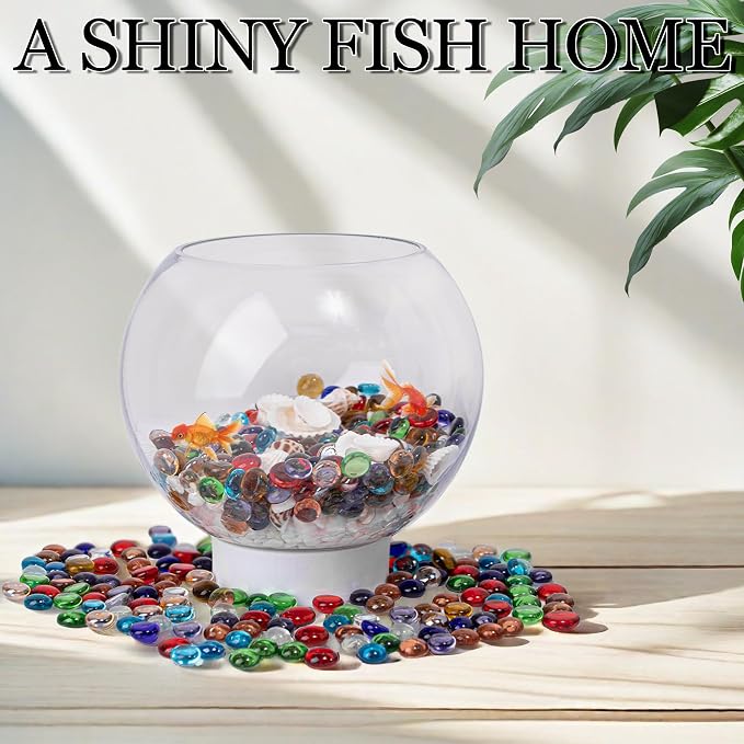 100PCS Mini Glass Gems, Mixed Colour Mancala Stones Flat Bottom Marble Beads - Image 5