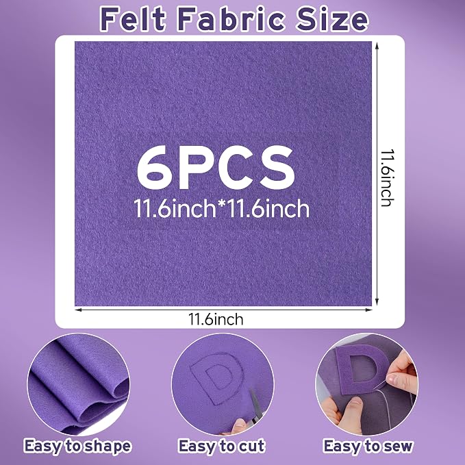 HaoFeiJH 6 Pcs Soft Purple Felt Fabric Sheets - Image 2