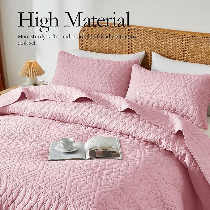 akkialla King/Cal King Quilt Set, Boho Geometric Pattern, Soft All-Season - Image 4