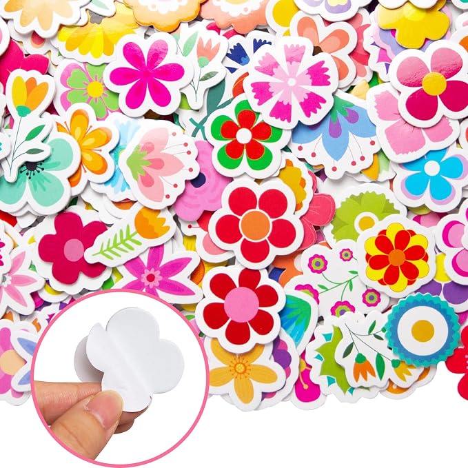 400Pcs Flower Foam Stickers Assorted Spring Summer Colorful Flower Shaped - Image 3